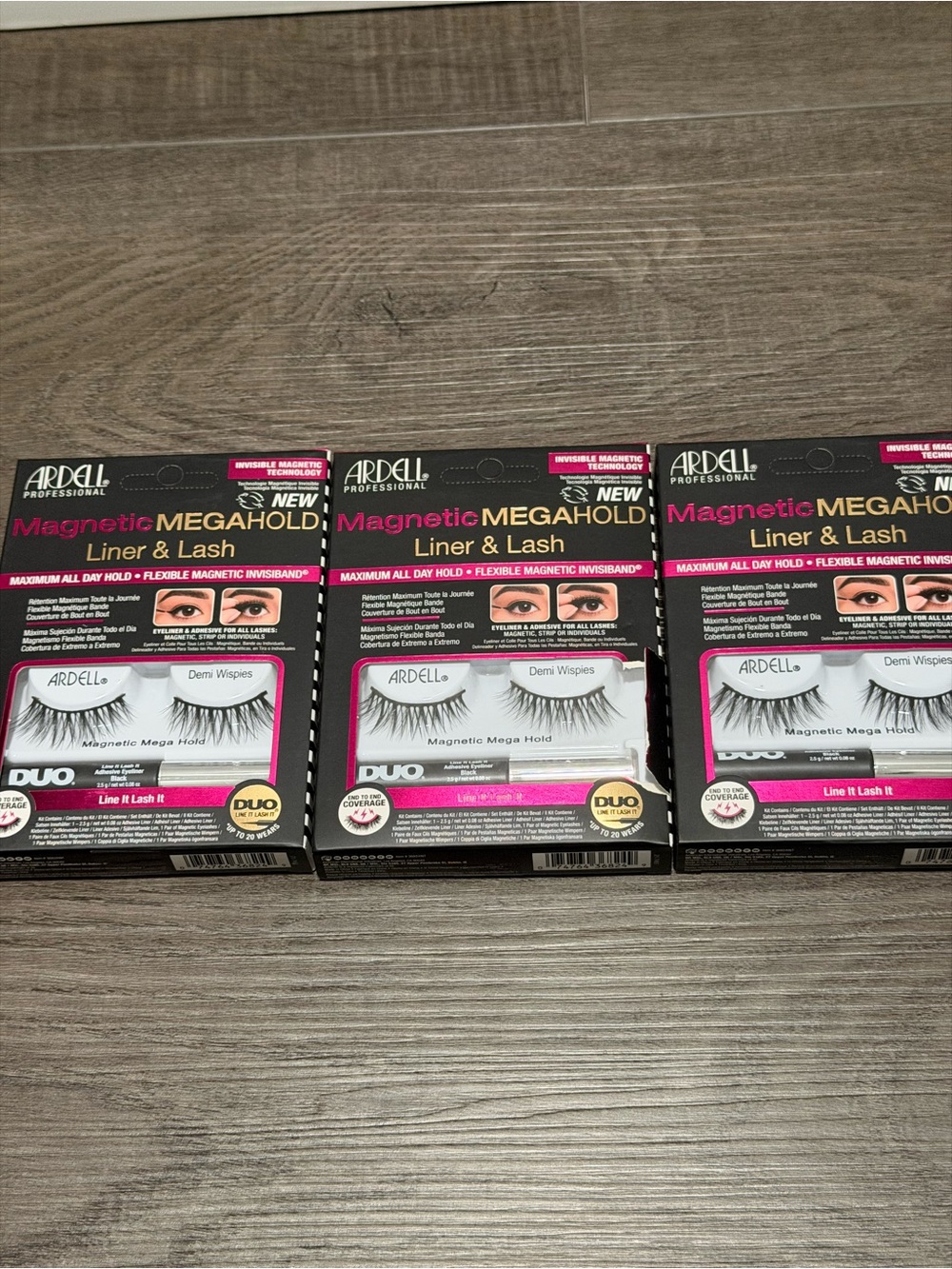 Ardell Magnetic MegaHold Liquid Liner & Lash Demi Wispies, Lot of 3